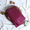 Maroon  Banana Pith Saree with Dotted Pattern and Plain Body On White Backdrop