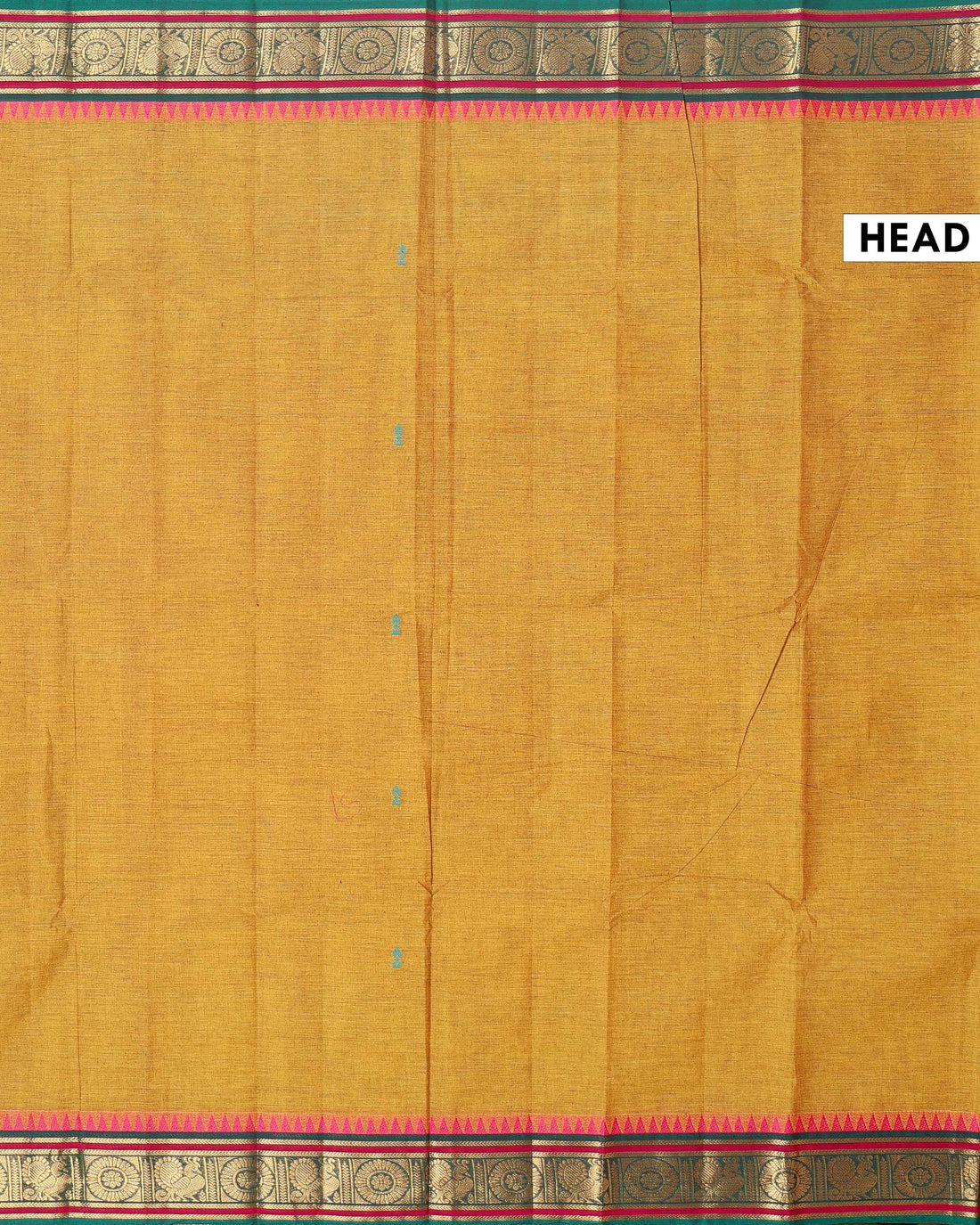 Traditional Chettinad Cotton Saree with Traditional Zari Border and Peacock Motifs - Olive Green