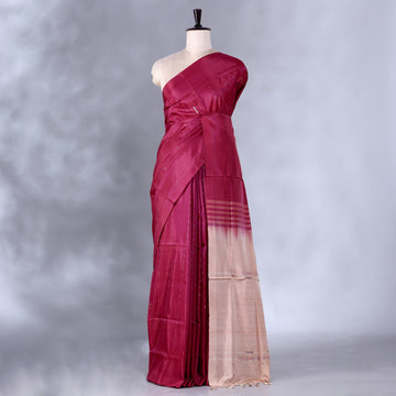 Maroon Banana Pith Semi Silk Saree for Women | Wedding & Festive occasion | Jeyachandran - Full View