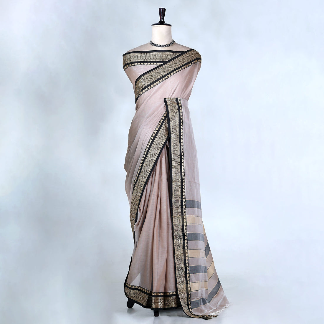 Grey Mangalagiri Cotton Saree for Women | Festive Summer Collection | Jeyachandran - Full View
