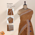 Bengal Cotton Saree With Woven Butta Motifs And Contrast Border In  Brown Draped Front View