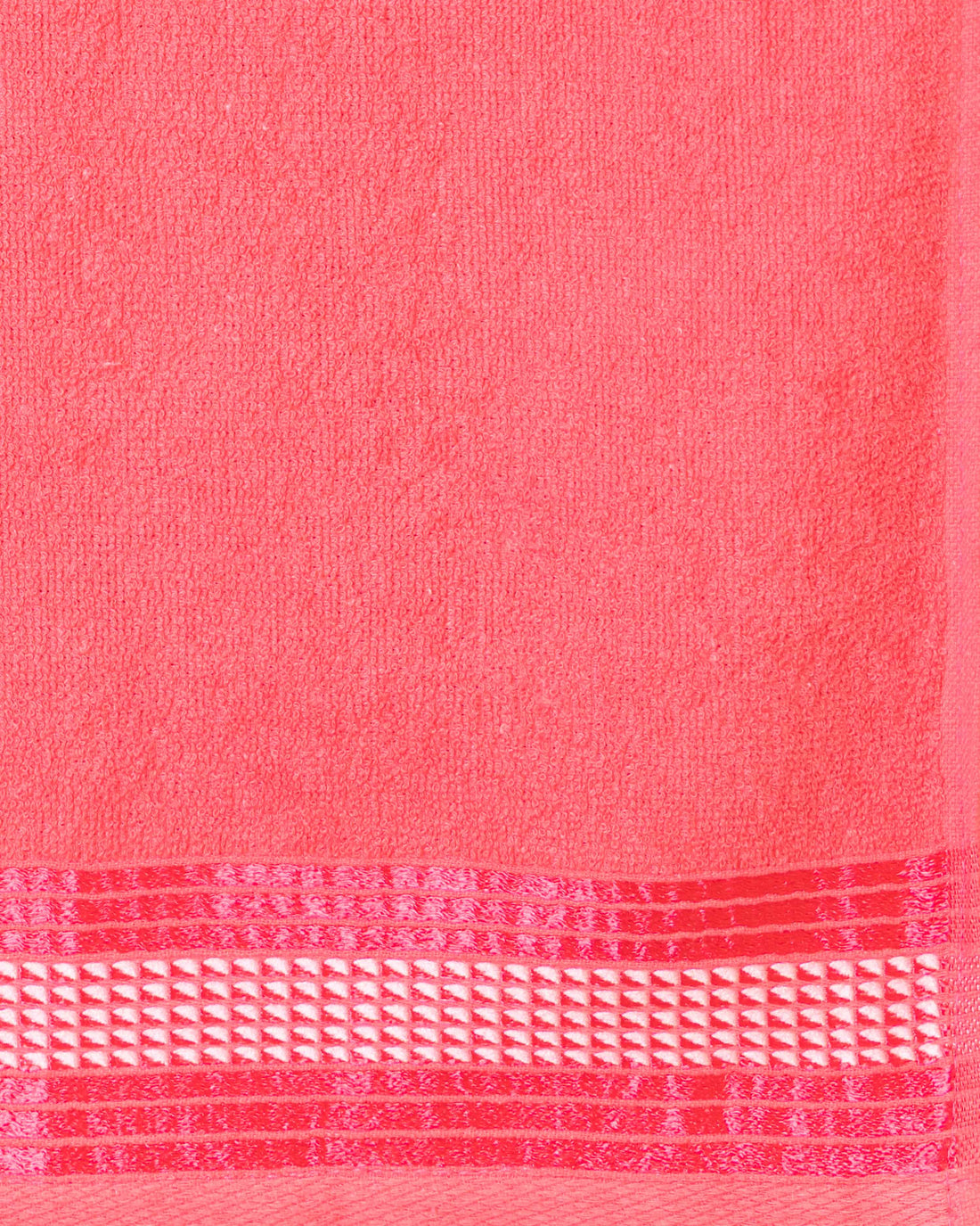Elegant Textured Cotton Towel with Woven Geometric Pattern - Red
