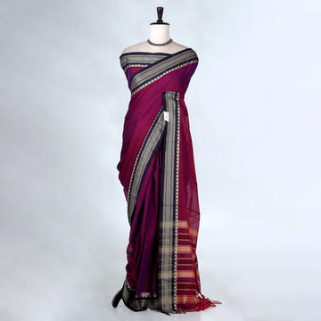 Purple Mangalagiri Cotton Saree for Women | Festive Summer Collection | Jeyachandran - Full View