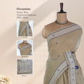 Bengal Cotton Saree With Woven Butta Motifs And Contrast Border In  Beige Draped Front View