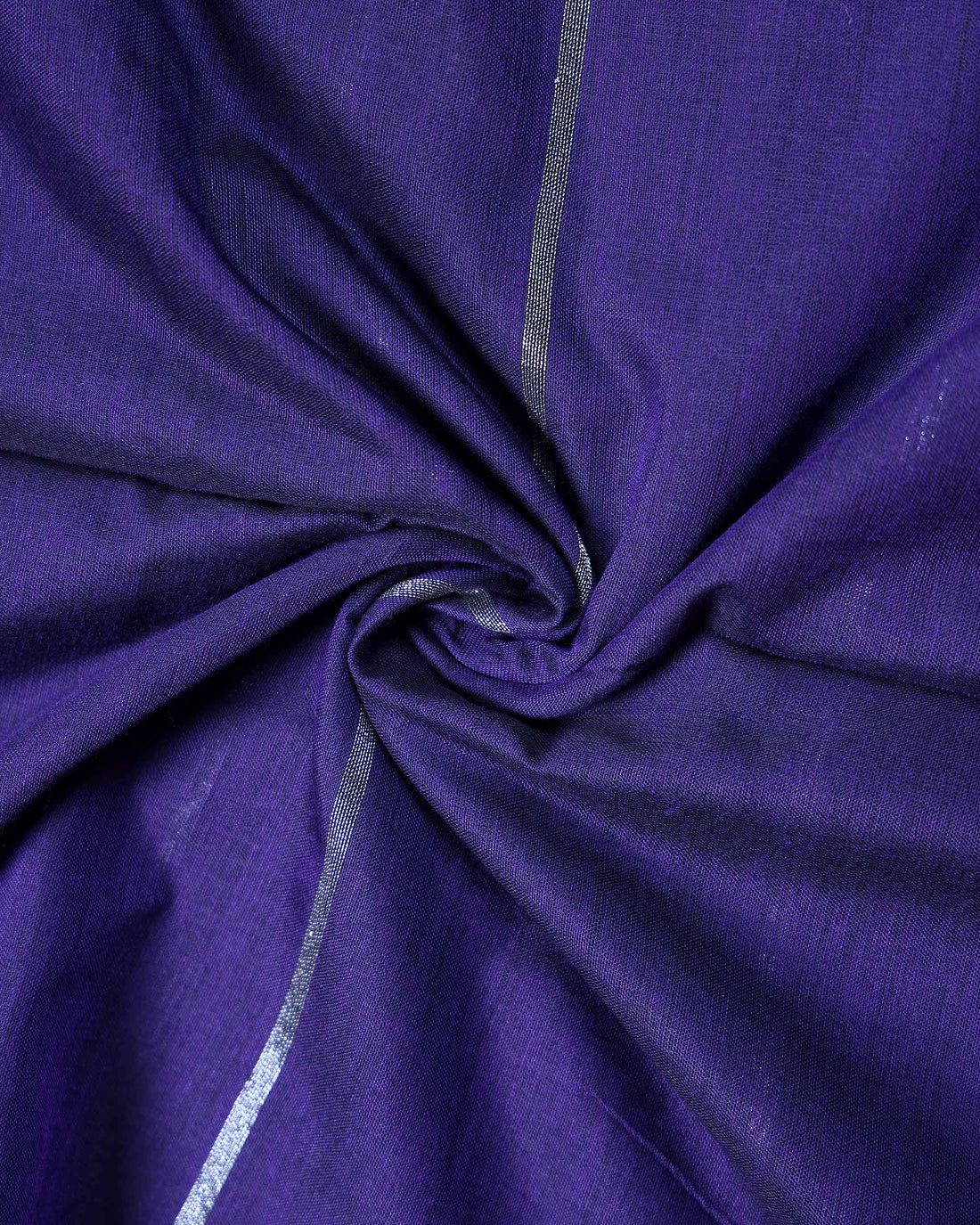 Handloom Khadi Cotton Saree with Woven Stripe Border and Contrast Printed Blouse Piece - Dark Purple