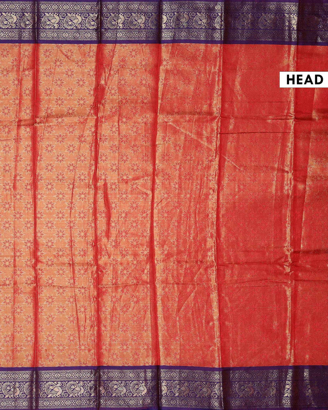 Elegant Banarasi Tissue Silk Saree with Intricate Zari Floral Weaving and Traditional Brocade Border - Dark Orange