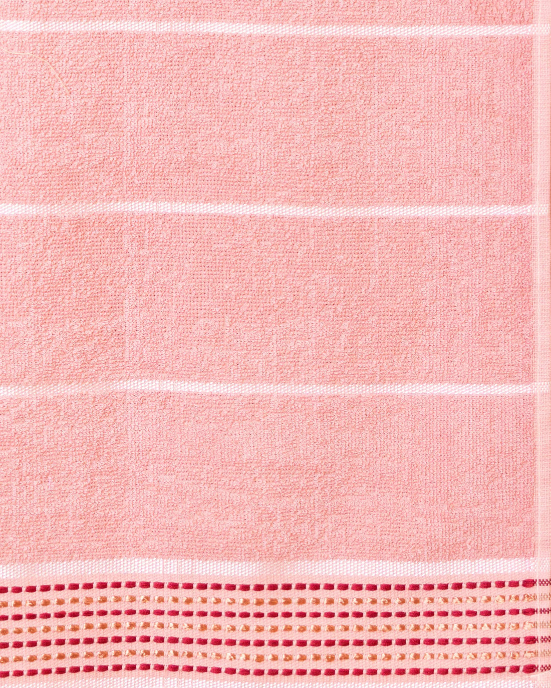 Elegant Striped Textured Cotton Bath Towel - Light Pink
