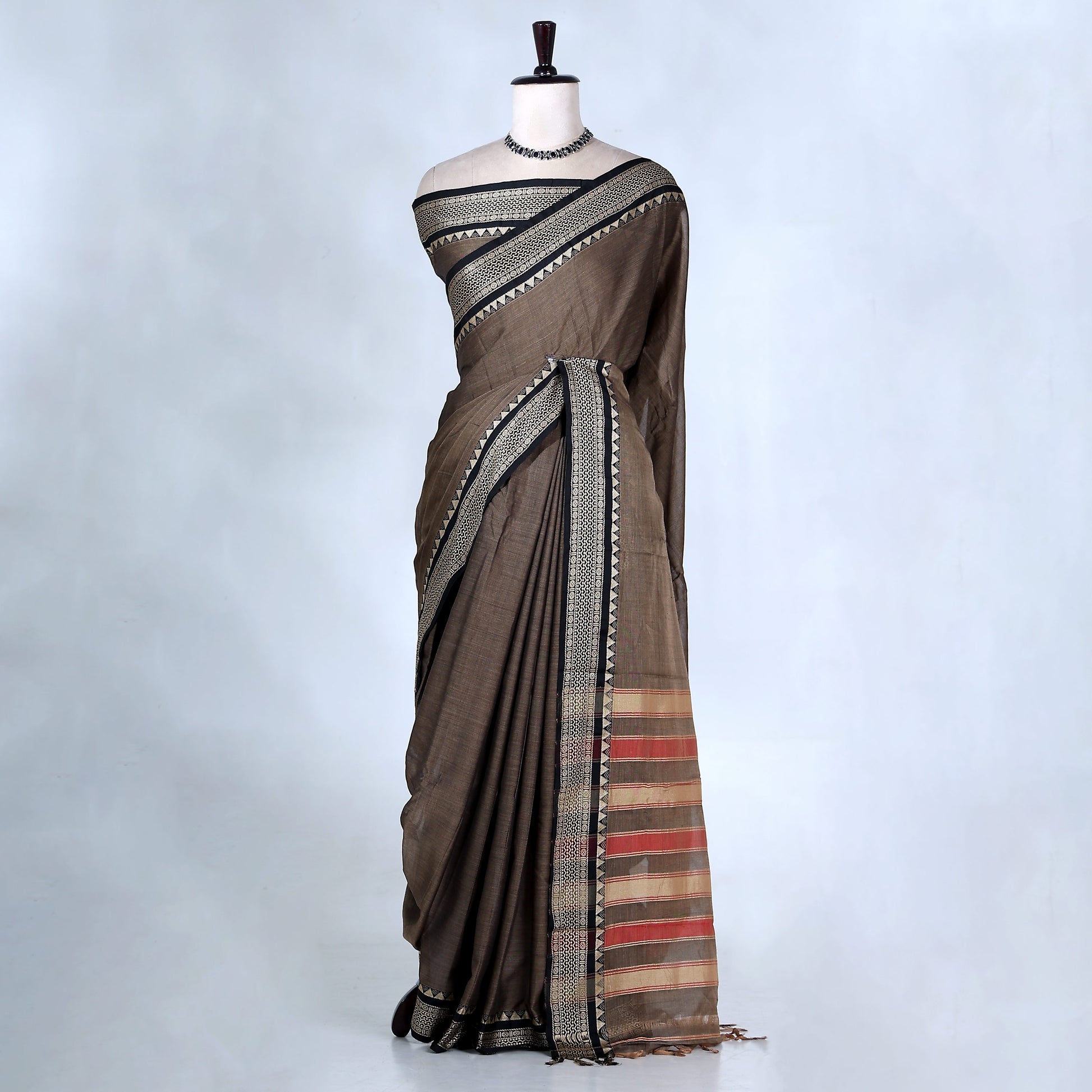 Brown Mangalagiri Cotton Saree for Women | Festive Summer Collection | Jeyachandran - Full View