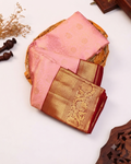 Kanchipuram Pure Silk Saree with Intricate Zari Border and Traditional Motifs - Pink