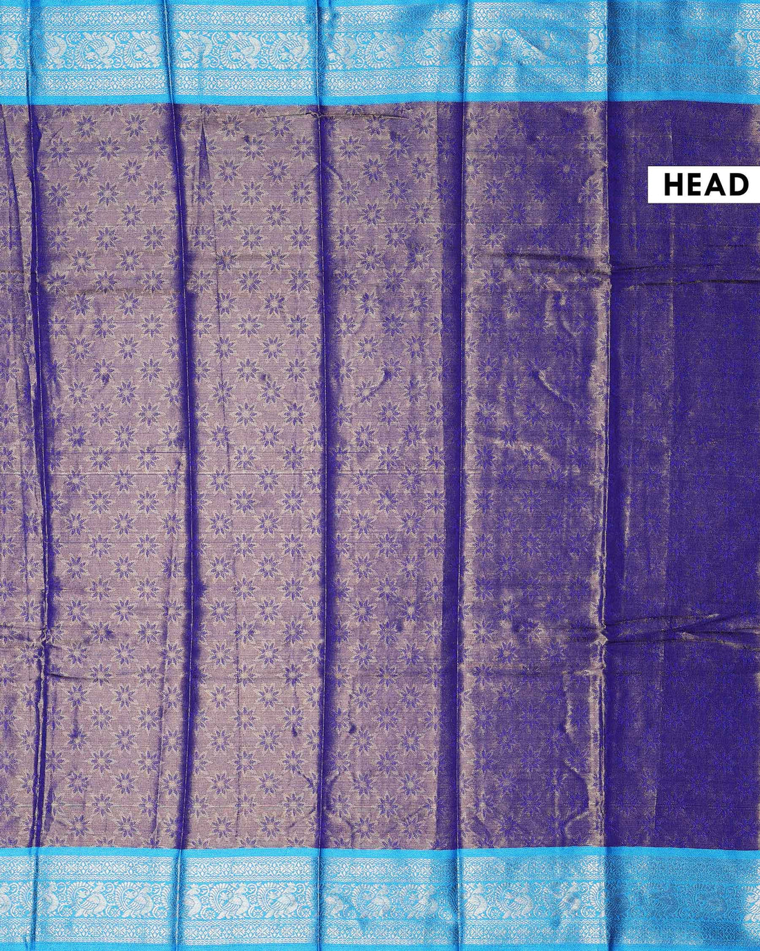 Elegant Banarasi Tissue Silk Saree with Intricate Zari Floral Weaving and Traditional Brocade Border - Dark Blue