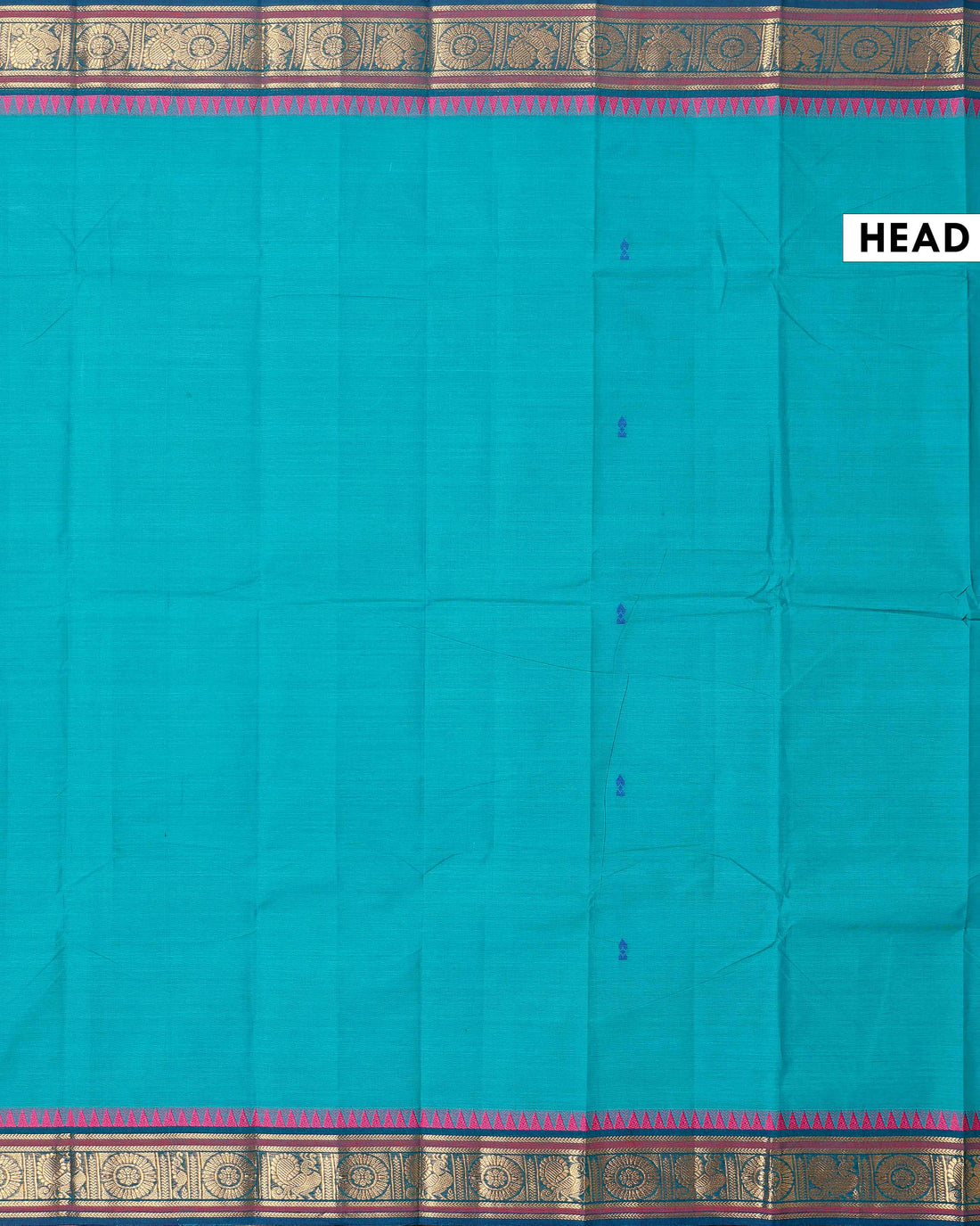 Elegant Chettinad Cotton Saree with Traditional Zari Border and Peacock Motifs - Teal