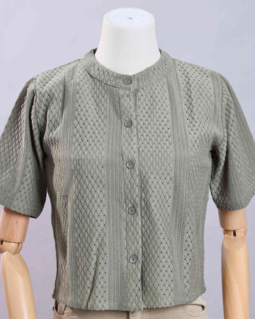 Women Light Olive Green Western Top