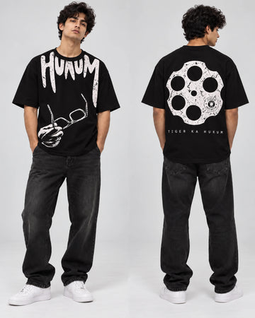 Men’s Nativebull Oversized Graphic Print Crew Neck Half Sleeve Jailer T-Shirt  - Black