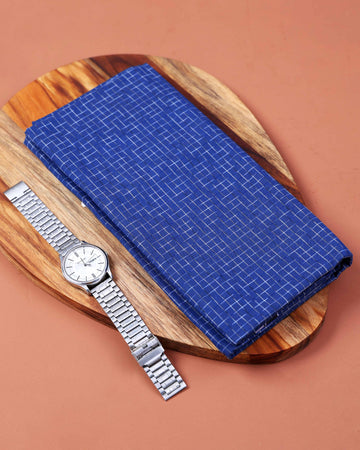 Nandu Brand Men's Premium Cotton Checked 2.20 Meter Stitched Lungi - Blue