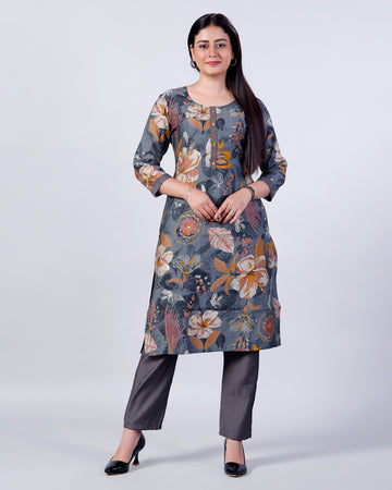 Dark Grey Colour Top & Palazzo Set