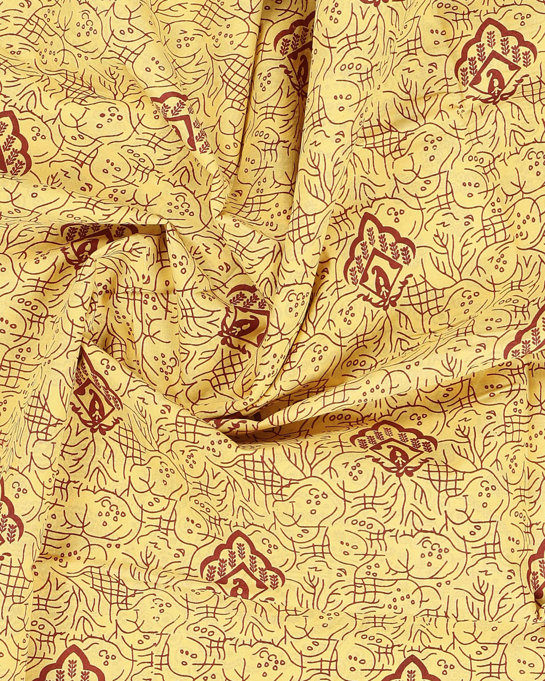 Classic Sungudi Cotton Saree With Printed Design - Yellow