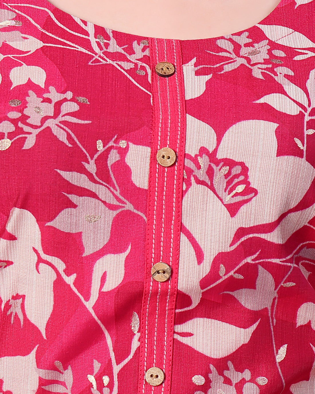 Floral Printed Straight Kurta with Solid Palazzo - Red