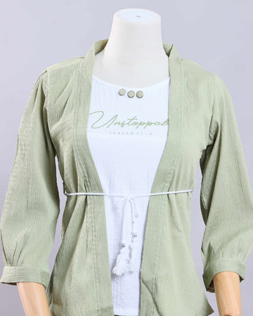 Women Green Western Top