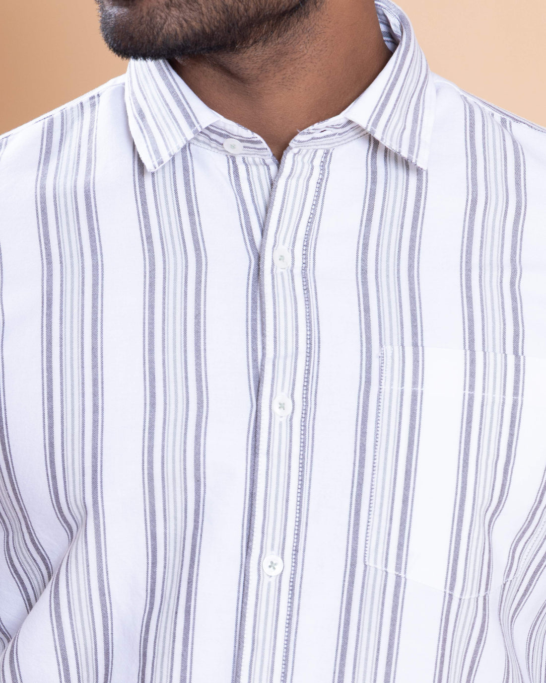 Nativebull Men Striped Full Sleeve Cotton Shirt - Grey