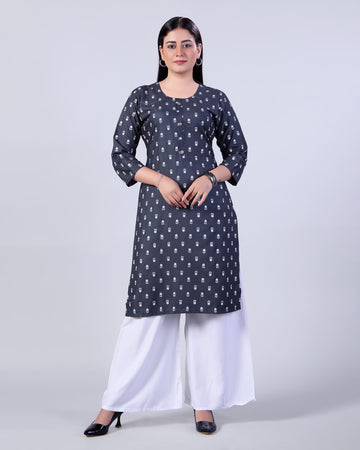 Dark Grey Colour Top & Palazzo Set