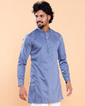 Elegant Men's Woven Design Kurta with Mandarin Collar and Full Sleeves, Purple
