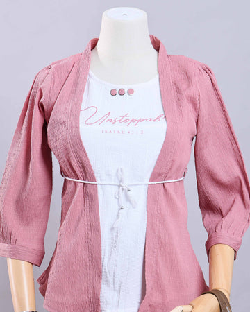 Women Pink Western Top