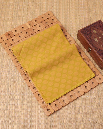 Traditional Women’s Cotton 1 Meter Blouse Material with Smooth Plain Floral Weave - Green