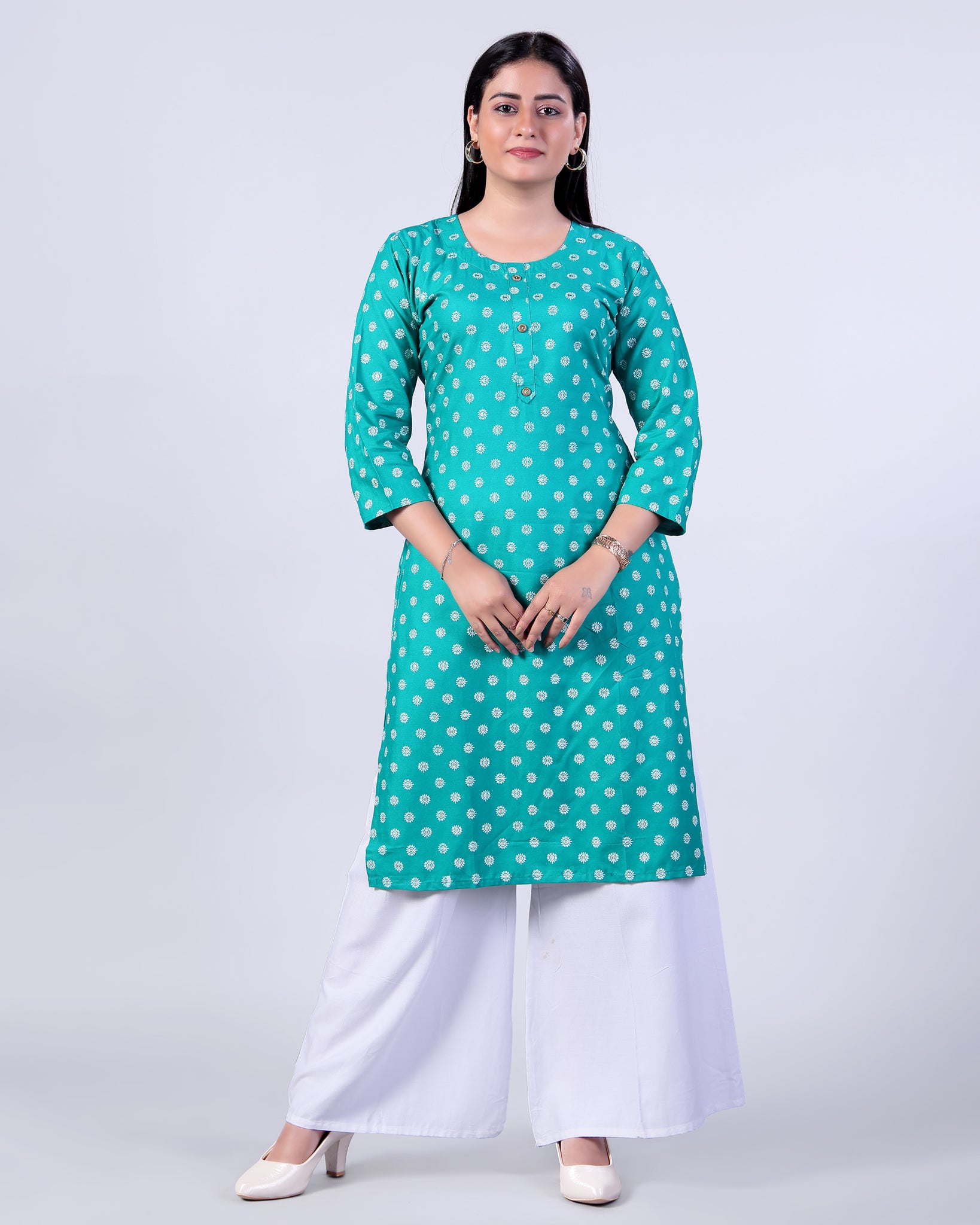Green Colour Top & Palazzo Set