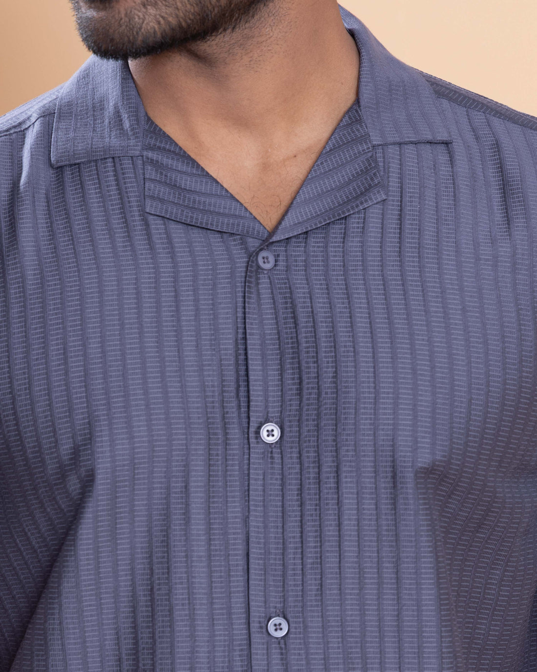 Nativebull Men Textured Half Sleeve Cotton Blend Shirt - Blue