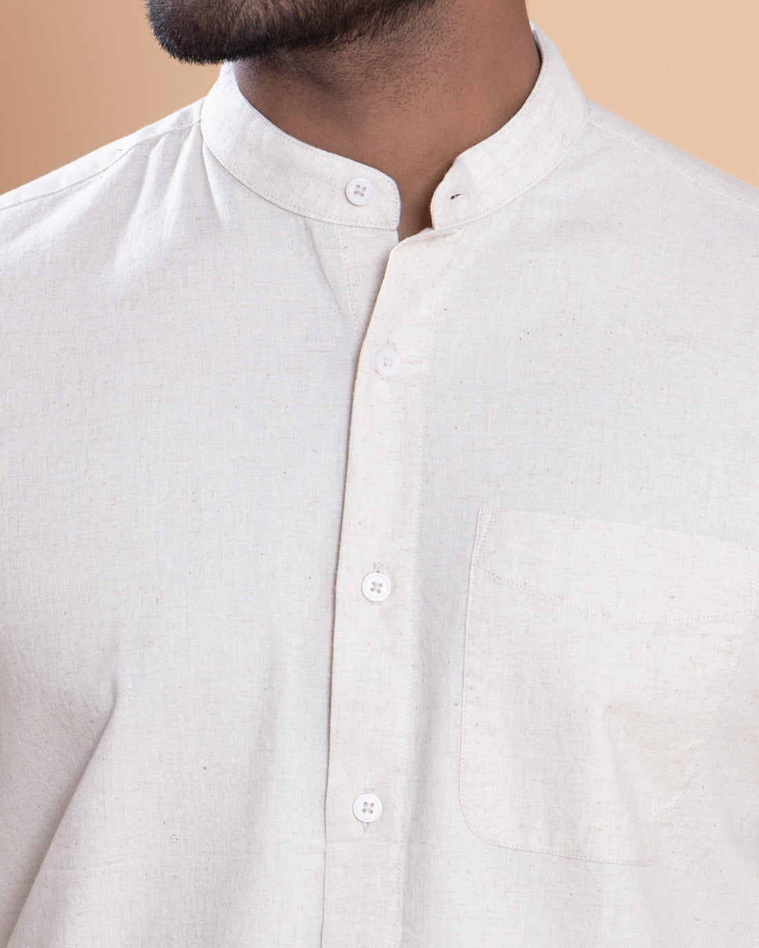Nativebull Men Solid Full Sleeve Cotton Shirt - Off White