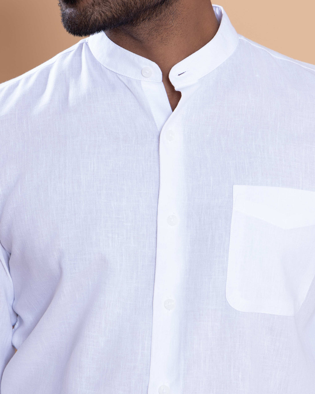 Nativebull Men Solid Full Sleeve Linen Blend Shirt - White