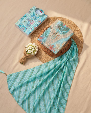 Celebration Wear Mom Son Matching Salwar Fabric and Kurta Set