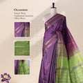 Banana Pith Saree in Purple with Green Pallu and Intricate Gold Zari Border