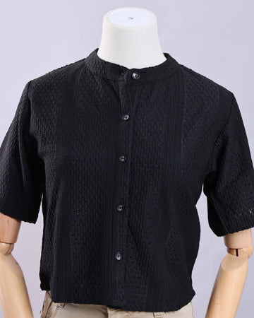Women Black Western Top