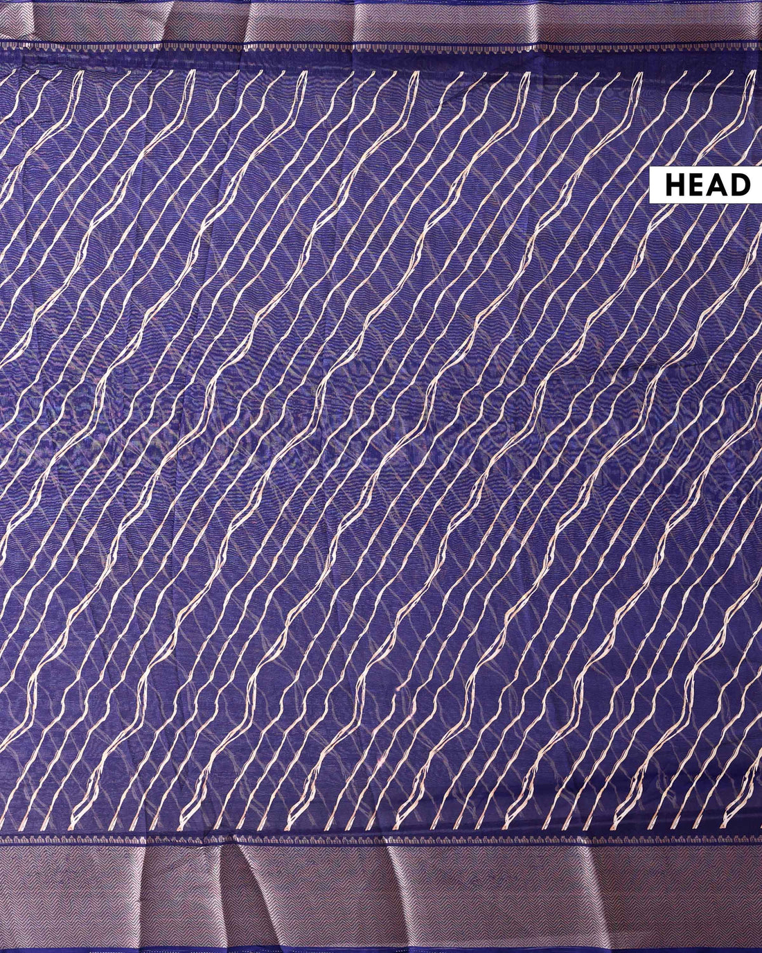 Elegant Dola Saree with Leheriya Inspired Print and Classic Zari Woven Border - Navy