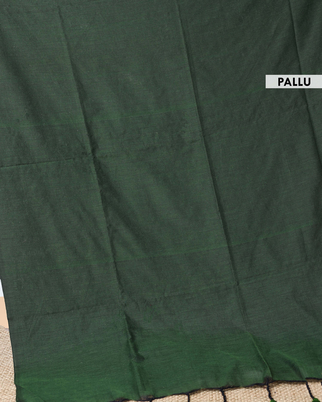 Handwoven Khadi Cotton Saree with Contrast Printed Blouse and Tassel Accents - Green