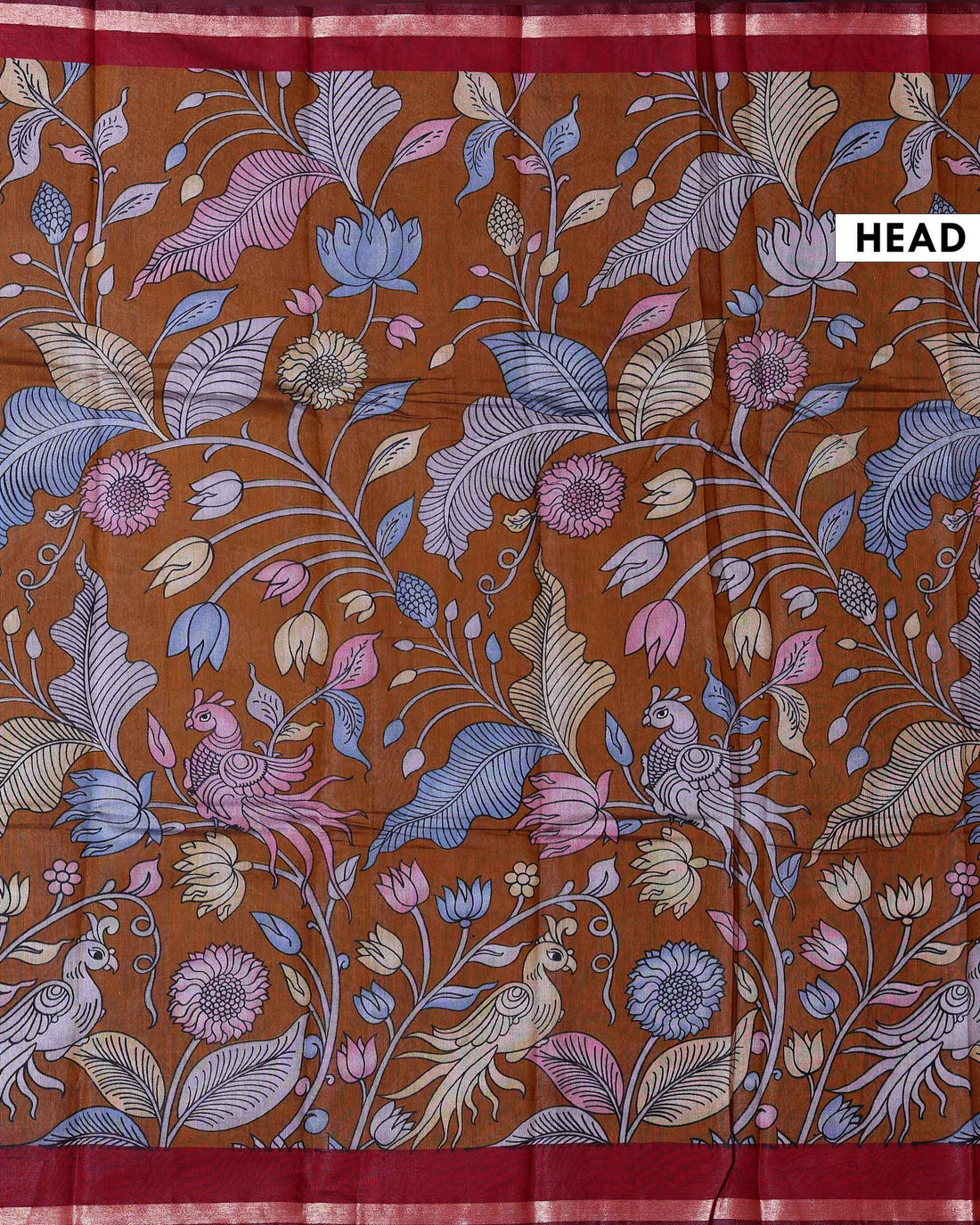 Elegant Semi Chanderi Saree with a Madubani Inspired Body and a Plain Border - Mustard