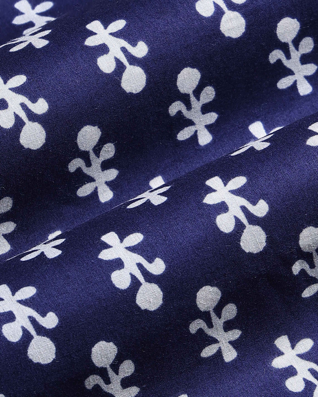 Women’s Handloom Cotton 1 Meter Blouse Material with Traditional Floral Motifs  - Navy Blue