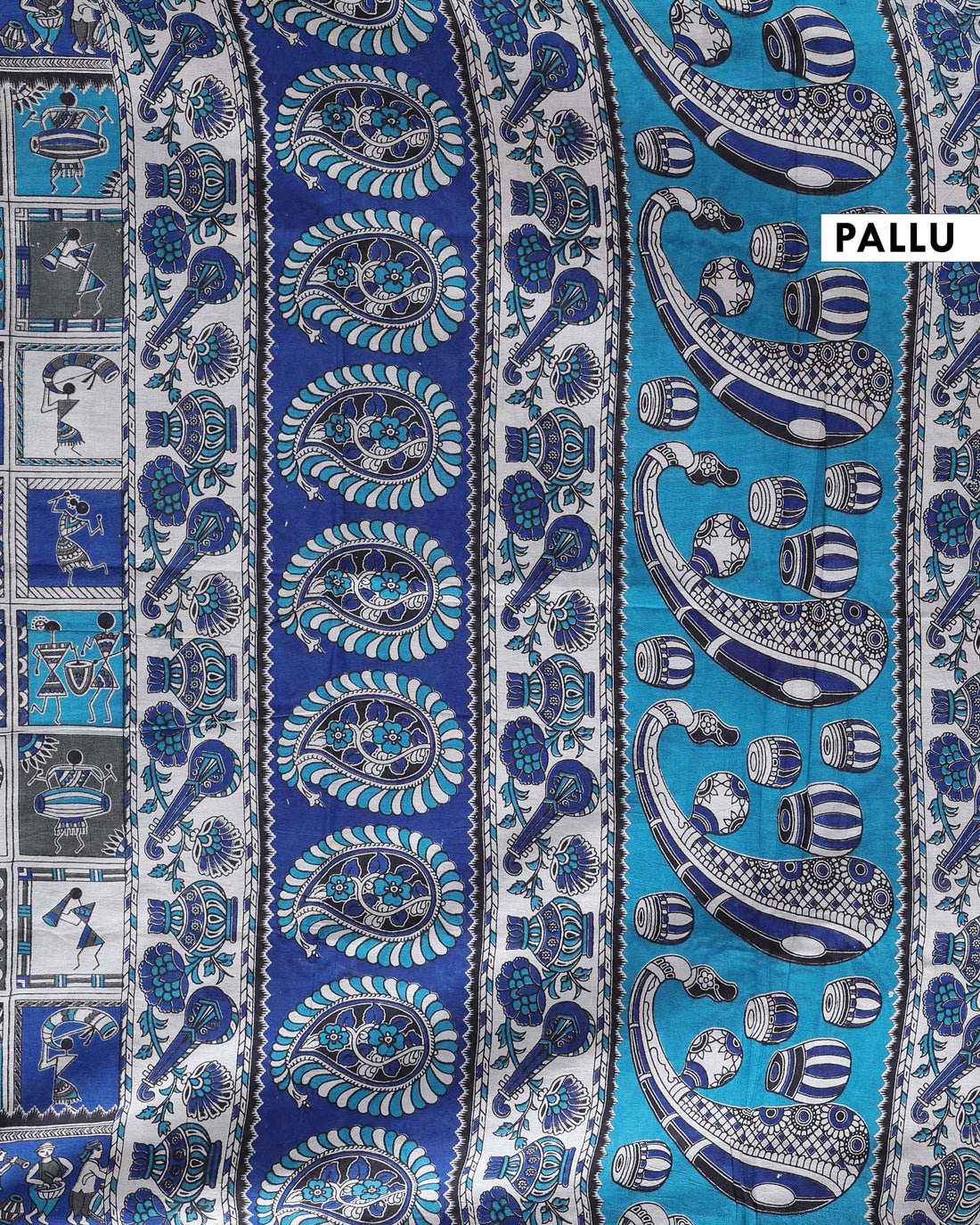 Handcrafted Traditional Kalamkari Cotton Saree with Tribal Art Motifs - Multi