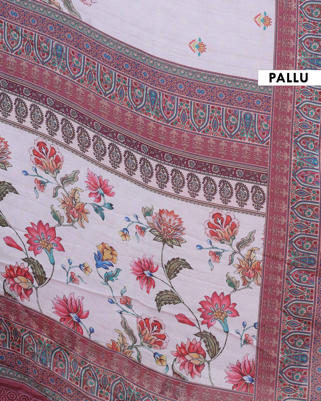 Elegant White Cotton Saree with Multicolour Floral Print