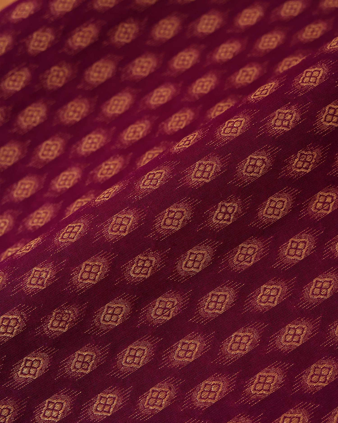 Traditional Women’s Cotton 1 Meter Blouse Material with Smooth Plain Floral Weave - Burgundy