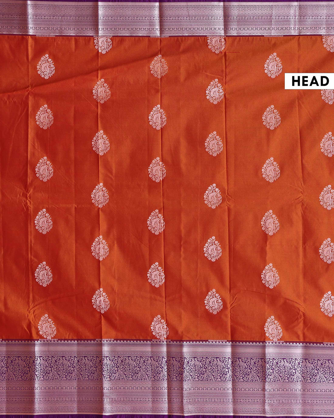 Elegant Niranjana Silk Saree with Traditional Woven Buttas and Contrasting Zari Pallu - Orange