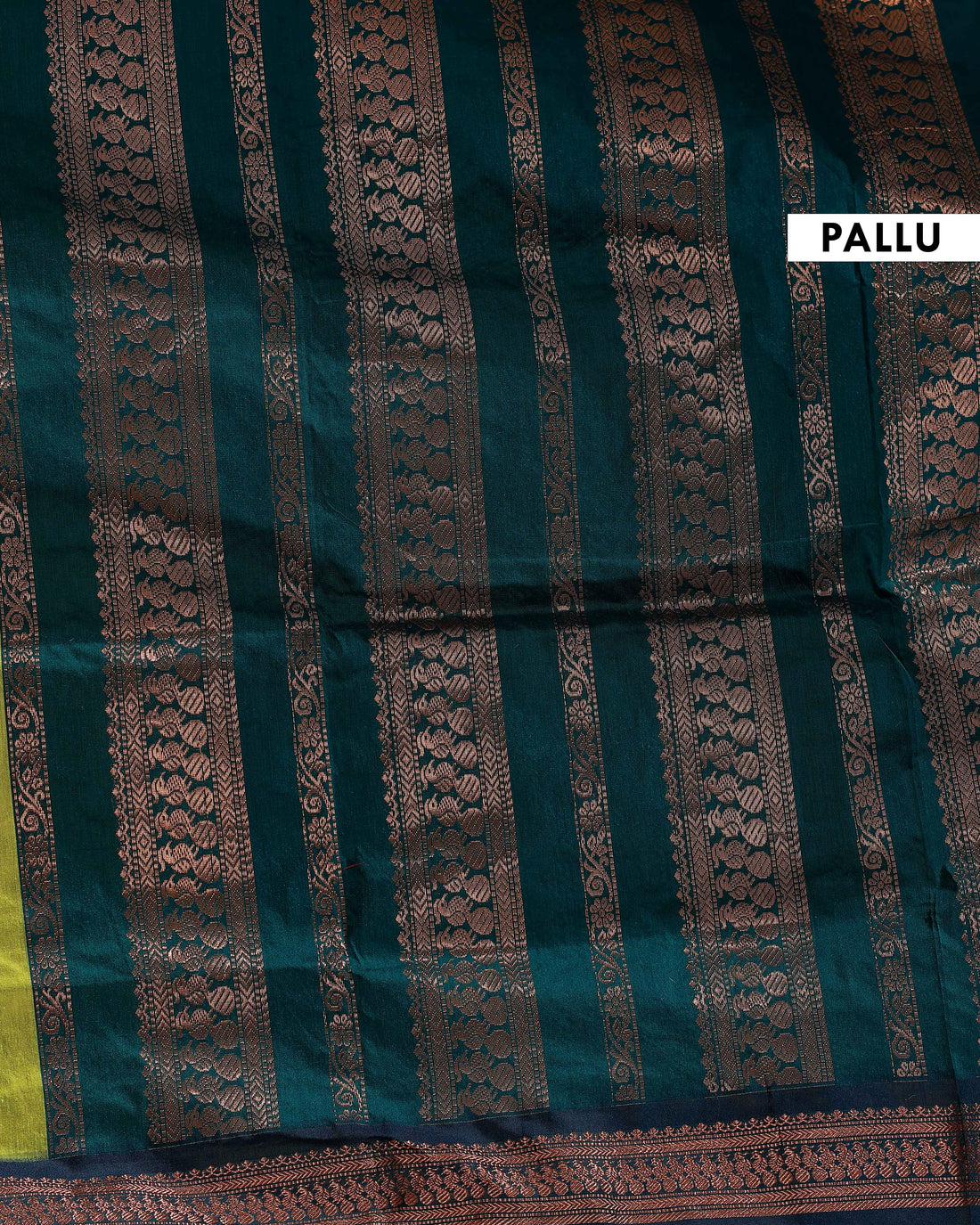 Handloom Kalyani Cotton Saree with Zari Woven Dark Green Border and All-over Buttas - Green
