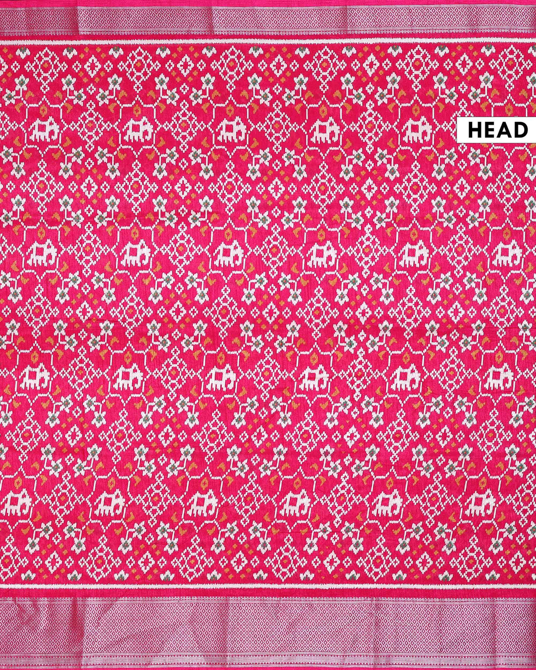 Elegant Dola Silk Saree with Ikkat Inspired Woven Motifs Intricate Floral and Butta Design and Zari Border - Rani Pink