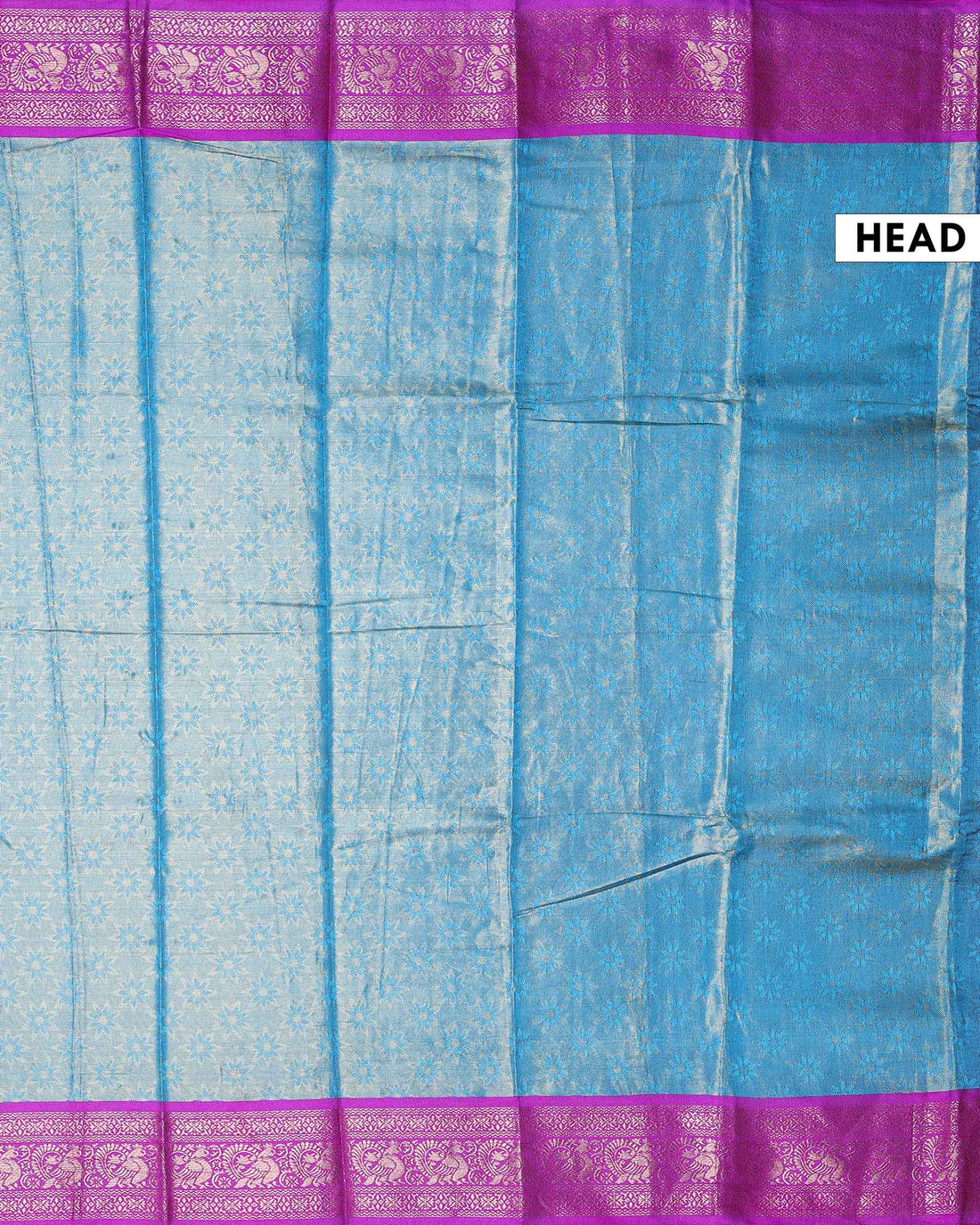 Elegant Banarasi Tissue Silk Saree with Intricate Zari Floral Weaving and Traditional Brocade Border - Blue