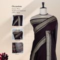 Women's Dark Purple  Mangalagiri Cotton Saree With Black Zari Woven Border Striped Pallu And Traditional Handloom Design