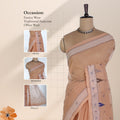 Bengal Cotton Saree With Woven Butta Motifs And Contrast Border In  Peach Draped Front View
