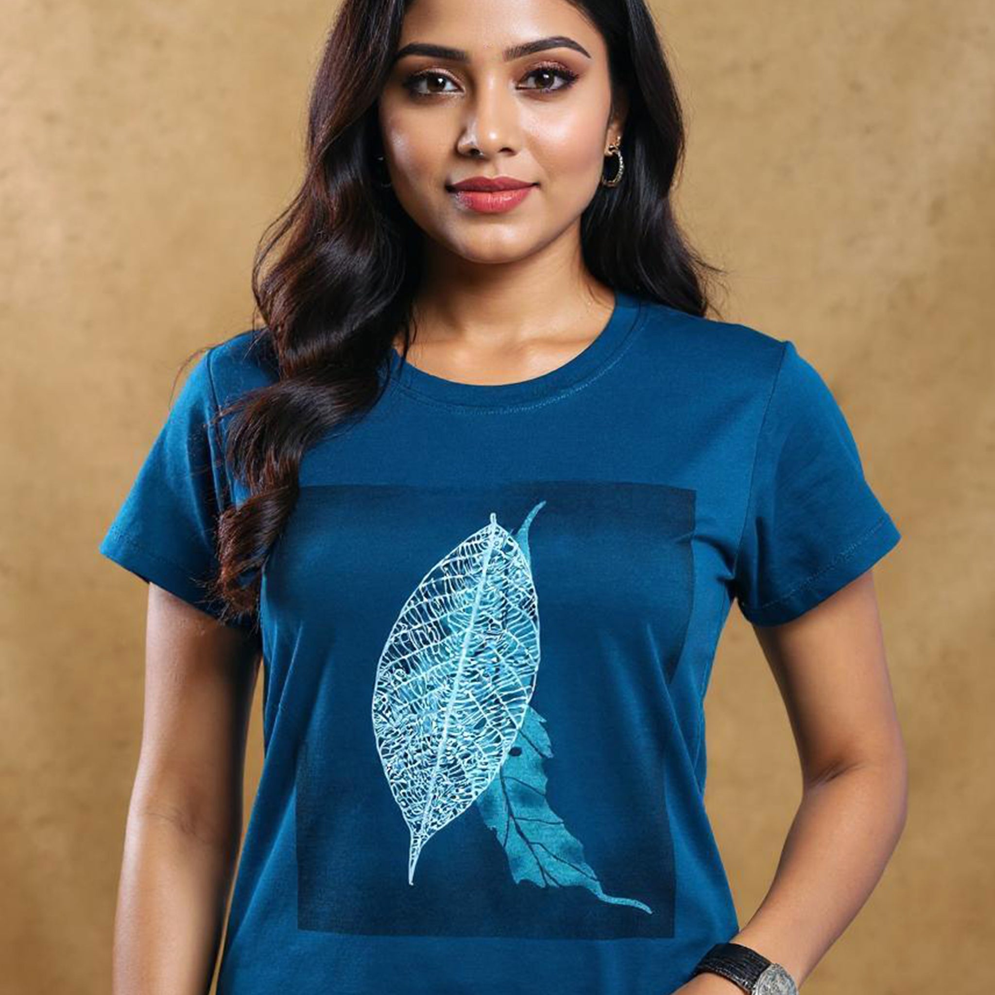 Women Teal Blue Color T-Shirt