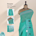 Bengal Cotton Saree With Woven Butta Motifs And Contrast Border In  Aqua Green Draped Front View