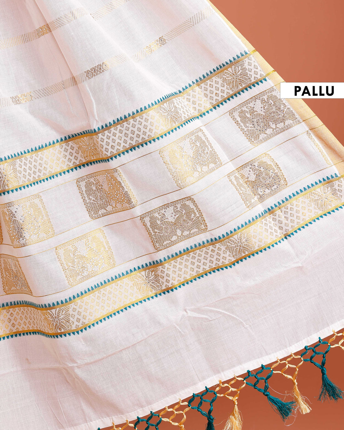Kerala Kasavu Saree with Traditional Zari Work - White